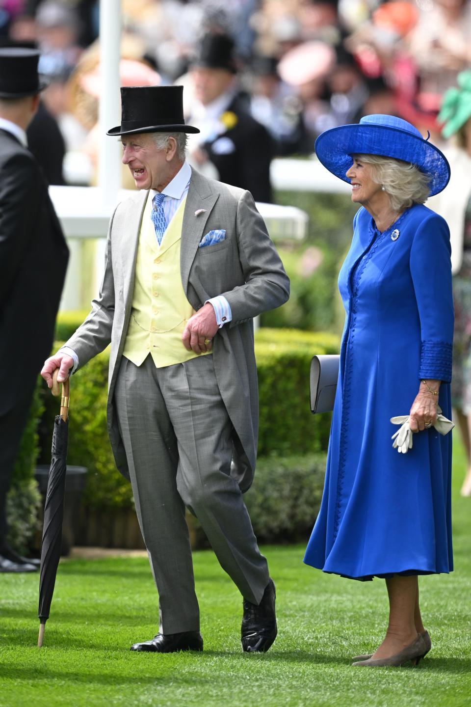 The couple were all smiles for visitors. (WireImage)