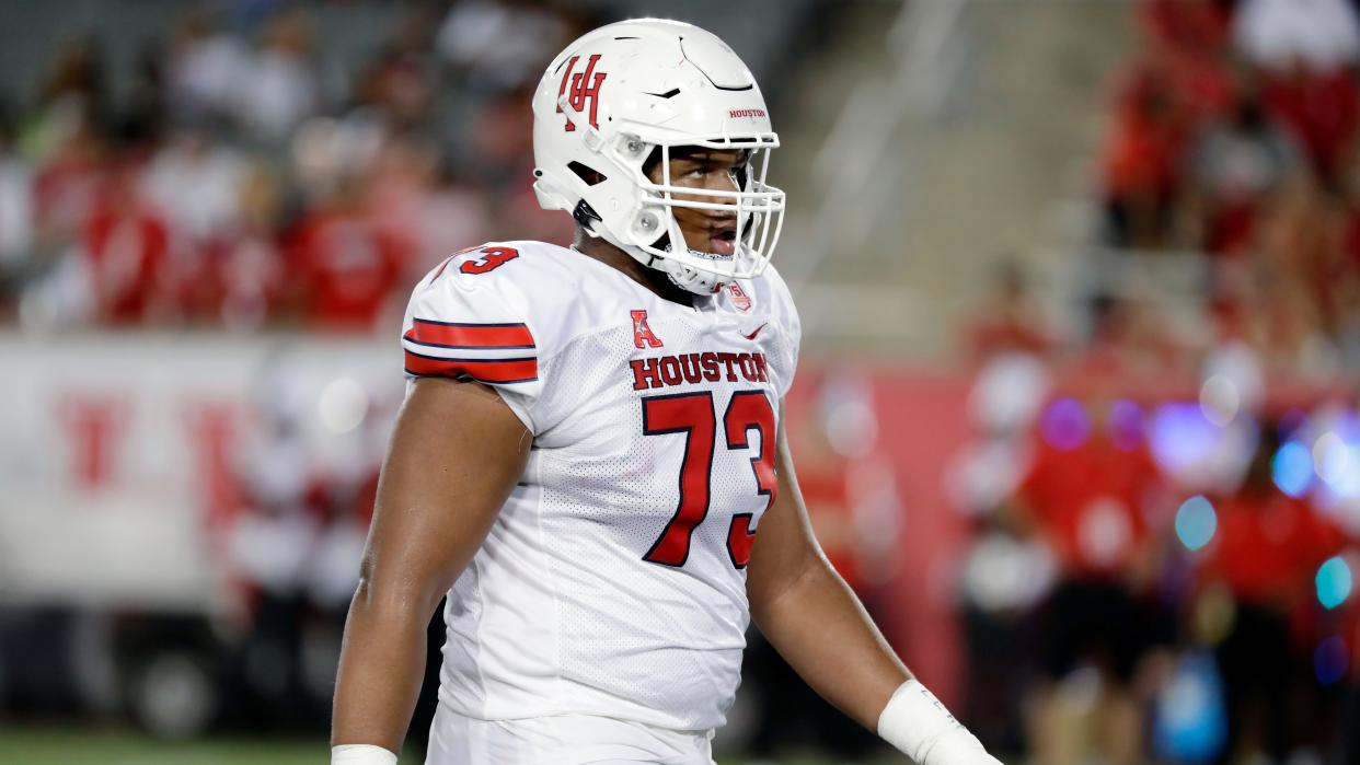 Houston offensive lineman Cam'Ron Johnson (73) during an NCAA football game on Saturday, Sept. 18, 2021, in Houston, Texas.