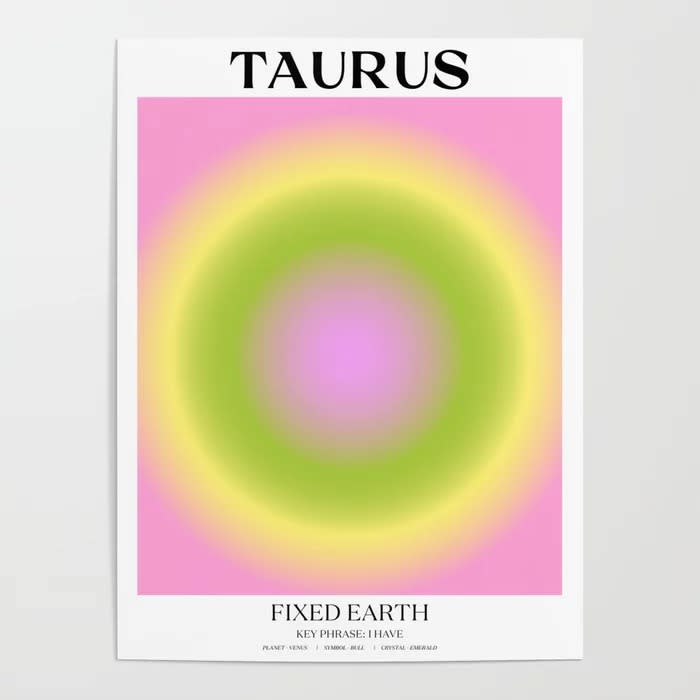 Tiger Spirit Taurus Gradient Print Poster Society6