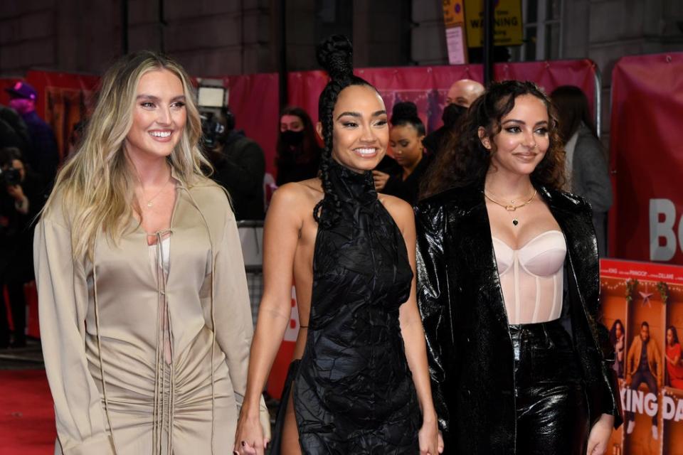 Little Mix members Perrie Edwards (left) and Jade Thirlwall (right) support Leigh-Anne Pinnock at the premiere of her film debut, ‘Boxing Day' (Getty Images)