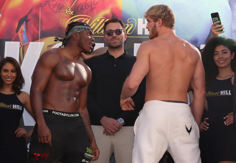KSI and Paul’s face-off for their rematch is overseen by Eddie Hearn (Getty Images)