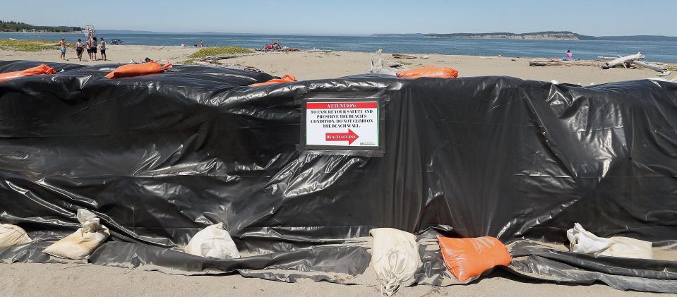 Beach walls have been erected between the beach and the road at Point No Point in Hansville on June 28.