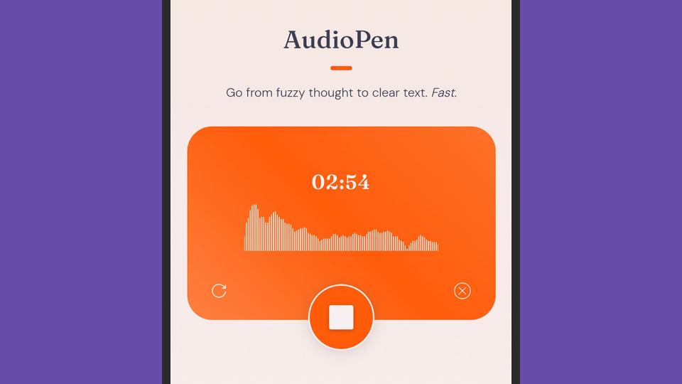 screenshot of audiopen with orange recording active