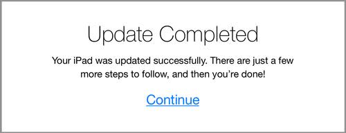 iOS 8 Update Completed screen
