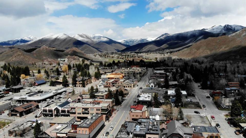 Downtown Ketchum, known for its cozy atmosphere during the winter months.