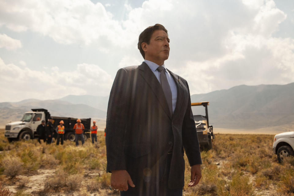 This image released by Paramount Network shows, Gil Birmingham, from the series "Yellowstone." Native American tribes and coalitions are condemning “Big Sky,” a Montana-set ABC drama, for ignoring the history of violence inflicted on Indigenous women and instead making whites the crime victims. Native Americans are used to being routinely ignored by American popular culture, with their presence on TV barely a blip as just a handful of shows. Paramount Network's “Yellowstone" includes them. (Emerson Miller/Paramount Network via AP)