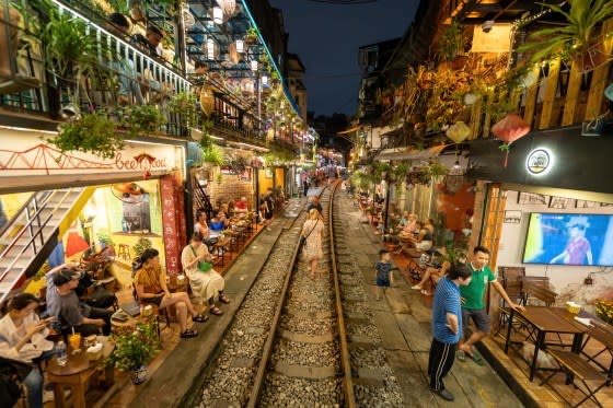 Despite a series of crackdowns, it appears business-as-usual on Train Street in Hanoi, Vietnam, on May 8, 2023.<span class="copyright">Khoa Nguyen—Getty Images/iStock</span>