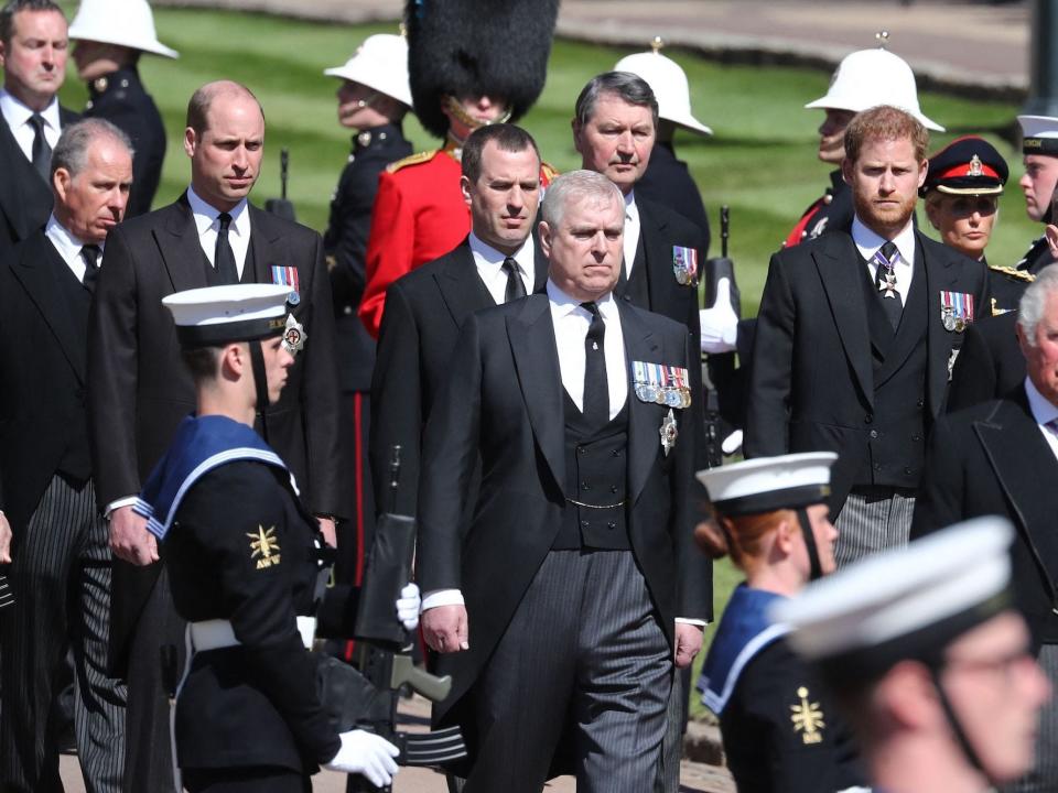 prince harry prince andrew at prince philip funeral 