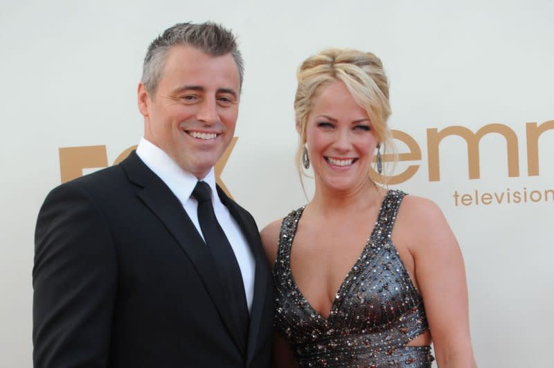 Matt LeBlanc (L) and Andrea Anders attend the Primetime Emmy Awards in 2011. File Photo by Jayne Kamin Oncea/UPI