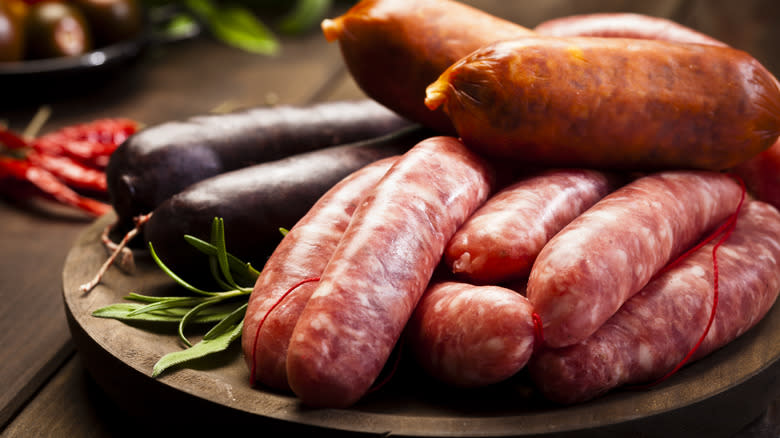 A selection of fresh sausages