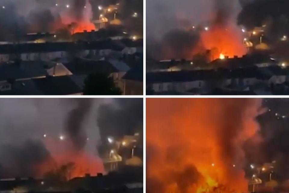 South Wales Argus: Screenshots of a video taken at the scene show the flames and smoke billowing everywhere
