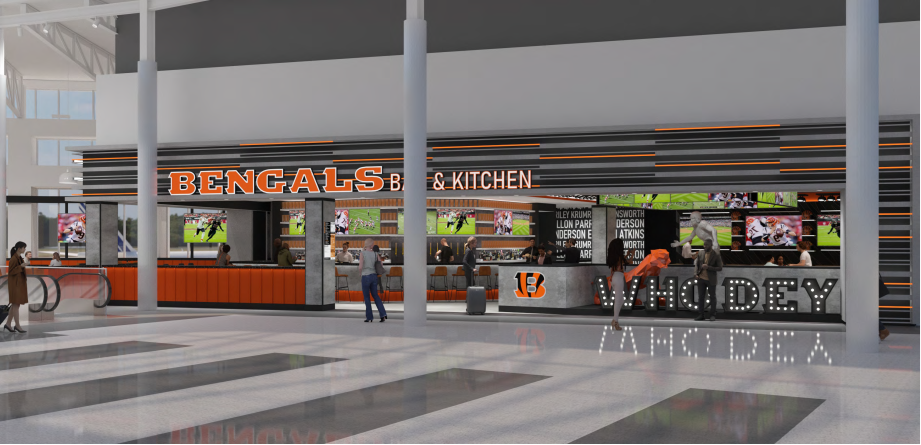 The Bengals Bar & Kitchen is one of seven new dining and beverage options coming to the Cincinnati/Northern Kentucky International Airport.