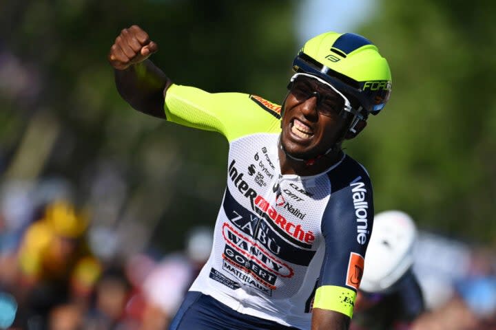 Biniam Girmay won a stage of the Giro d'Italia before a cork put a stop to his race