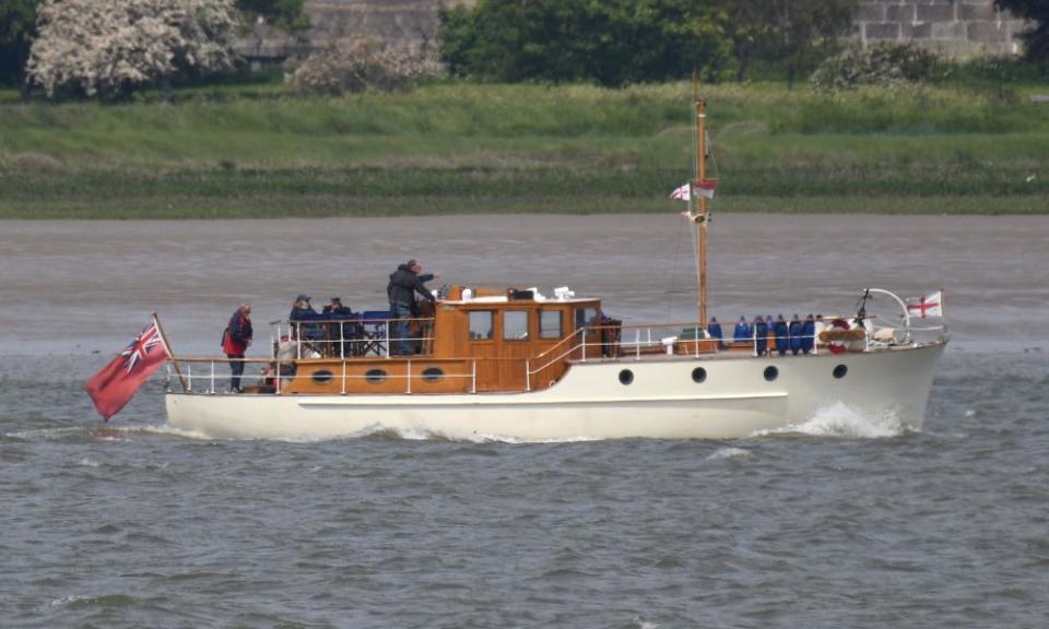 Mimosa, a Dunkirk little ship that participated in Operation Dynamo, on the Thames in Gravesend, Kent.