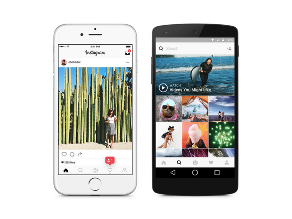 Instagram app shown on two phones side-by-side