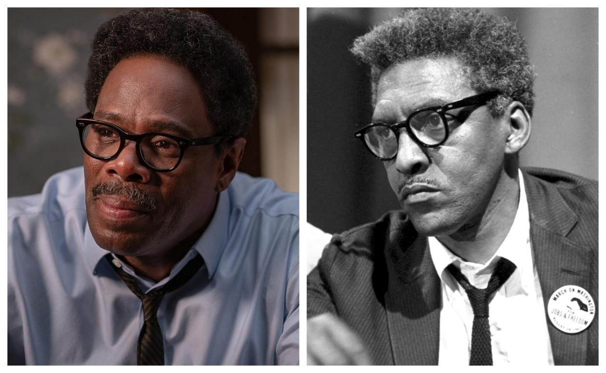 "Rustin" star Colman Domingo, left, and the real-life Bayard Rustin.