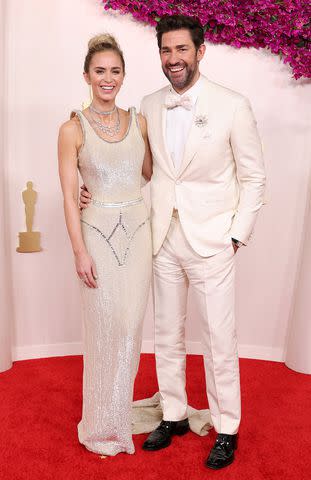 <p>John Shearer/WireImage</p> Emily Blunt and John Krasinski at 2024 Oscars