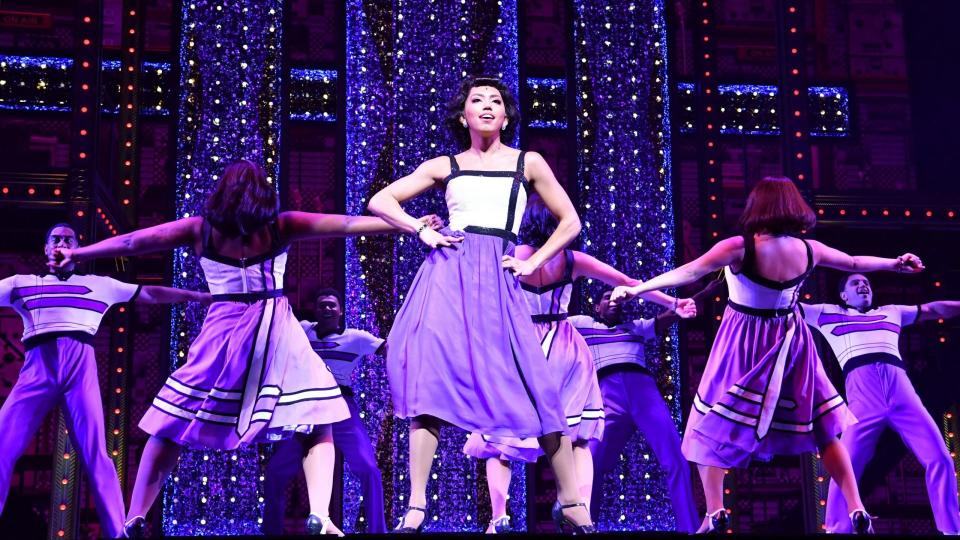 Mandatory Credit: Photo by Darren England/EPA-EFE/Shutterstock (9764593l)Chloe Zuel (C) is seen performing during the media call for 'Beautiful: The Carole King Musical' at QPAC (Queensland Performing Arts Centre) in Brisbane, Queensland, 18 July 2018.