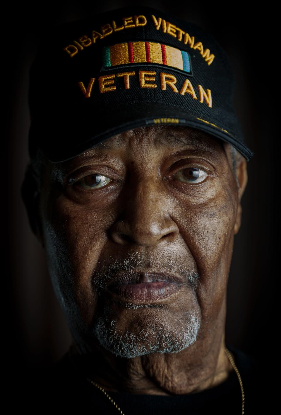 Fred Norris, a Vietnam veteran, sits in a wheelchair inside his living room Friday, April 8, 2022, in his east side Indianapolis home. He went into the service at 17 and was one of the first Marines in Vietnam.
(Photo: Mykal McEldowney/IndyStar)