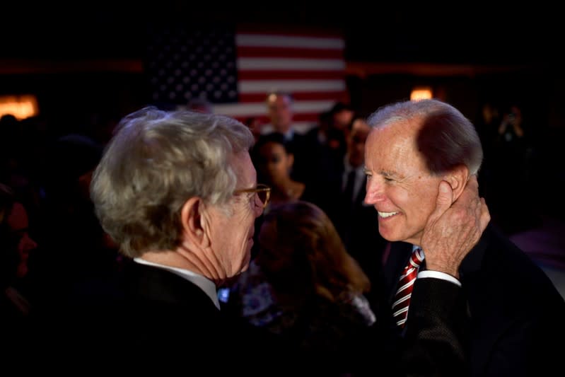 Democratic presidential candidate and former Vice President Joe Biden greets a supporter after speaking in Scranton