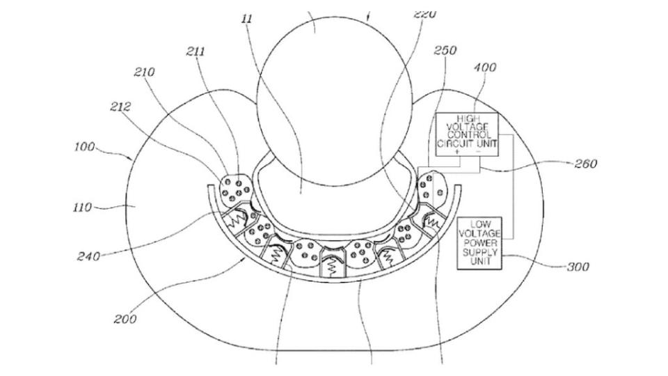 從專利圖當中可以發現它們將會在頭枕當中置入相關配備，讓頭枕也擁有按摩效果。（圖片來源/美國智慧財產局）