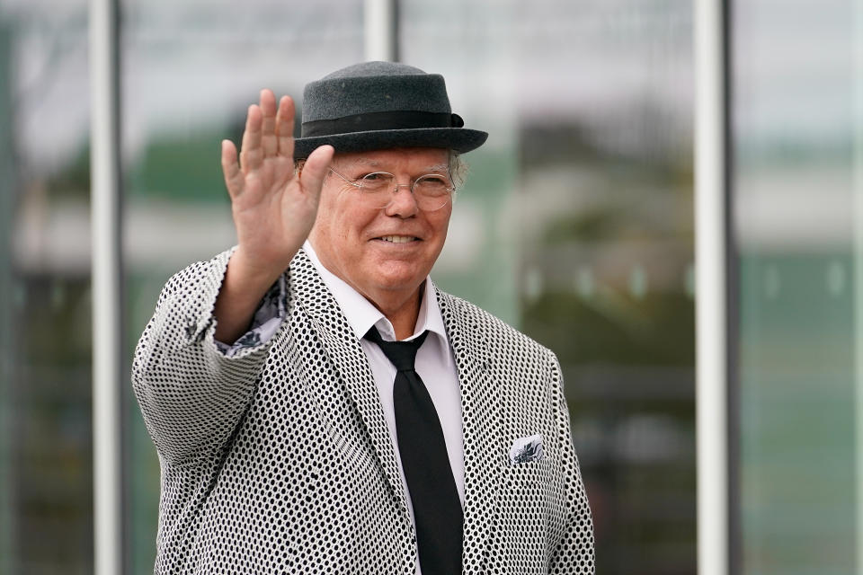 ROTHERHAM, ENGLAND - AUGUST 17:  Comedian Roy Chubby Brown arrives for the funeral service of Barry Chuckle  at The New York Stadium on August 17, 2018 in Rotherham, England. Comedy entertainer Barry Chuckle died aged 73 after a short period of illness. Barry starred with his brother Paul as the comedy duo The Chuckle Brothers and are famous amongst british fans for their catch phrase 