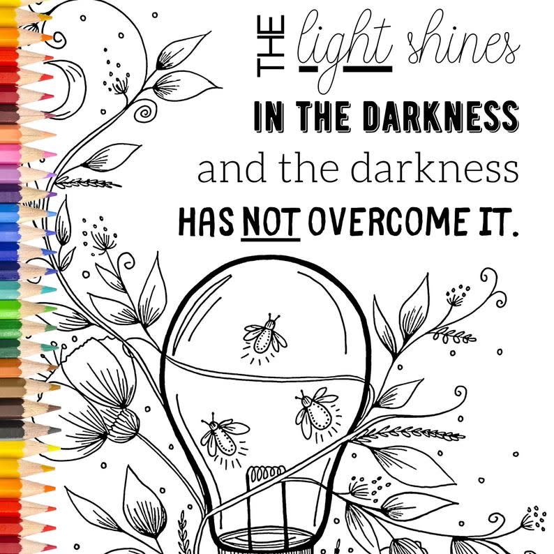 John 1:5 Bible Verse Coloring Page