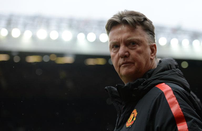 Manchester United's Dutch manager Louis van Gaal prepares for the English Premier League football match between Manchester United and West Bromwich Albion at Old Trafford in Manchester, England on May 2, 2015
