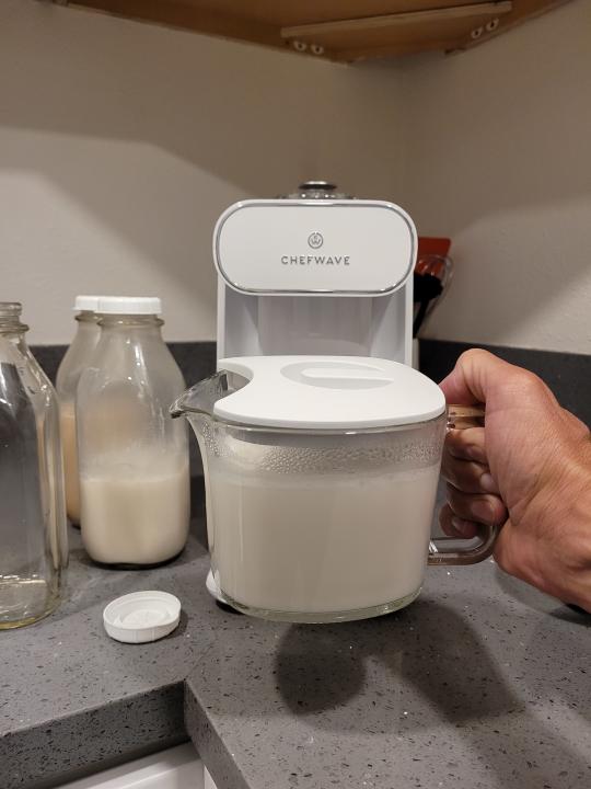 making cashew milk in the chefwave milkmade milk maker