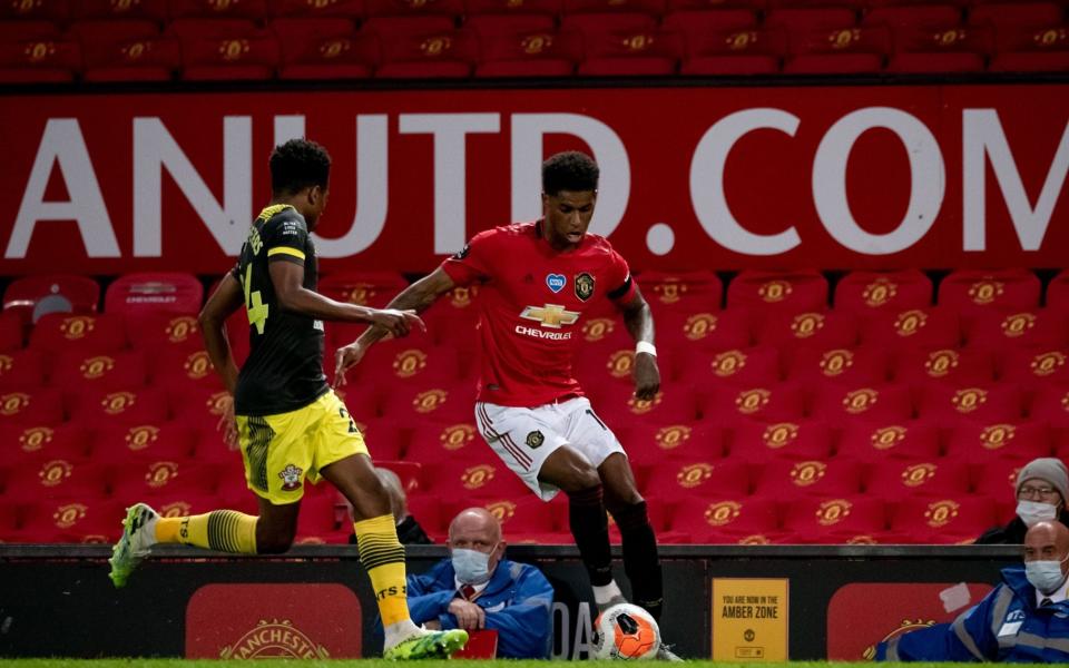 Marcus Rashford running at the Southampton defence - GETTY IMAGES