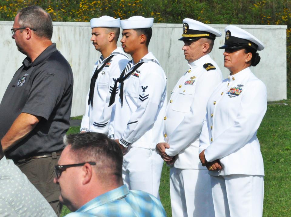 Crew members from the USS Somerset attended Monday's memorial observance of Sept. 11, 2001, at the Flight 93 Memorial.