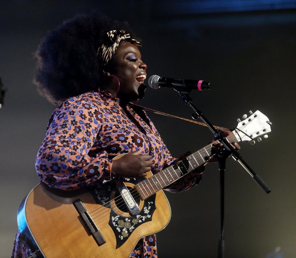 Yola performs during the tornado relief benefit concert “To Nashville, With Love” at Marathon Music Works Monday, March 9, 2020.