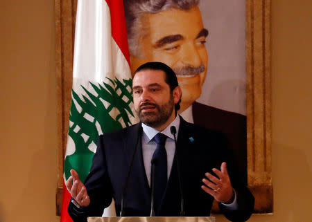 Lebanon's former prime minister Saad al-Hariri speaks during a press conference at his home in Beirut, Lebanon October 20, 2016. REUTERS/Jamal Saidi