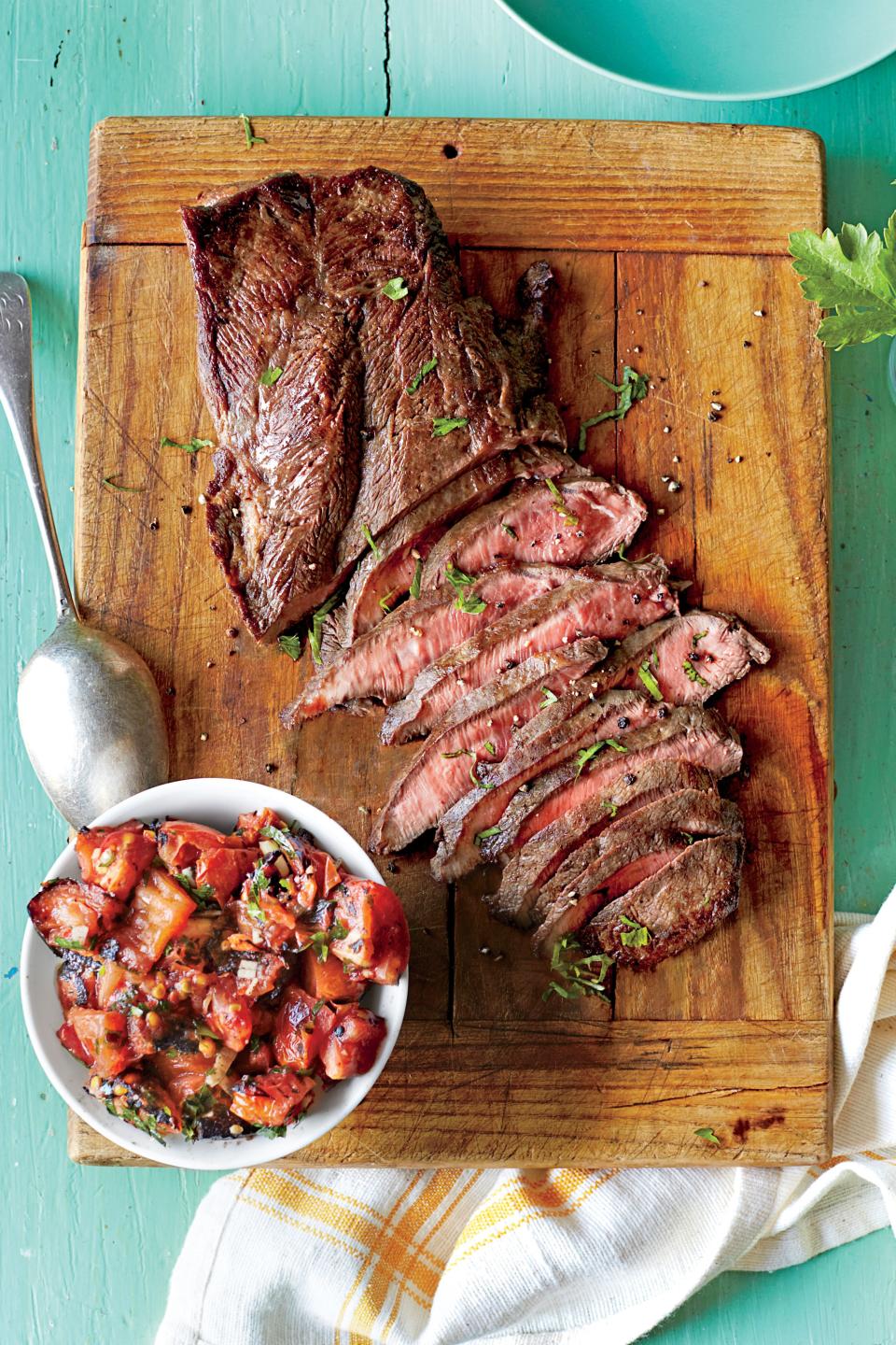 Grilled Flat Iron Steak with Charred Tomato Relish