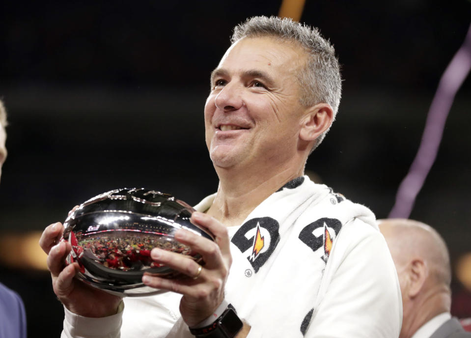 Ohio State head coach Urban Meyer claimed the Big Ten crown on Saturday after Ohio State defeated Northwestern, 45-24, in the conference championship game. (AP)