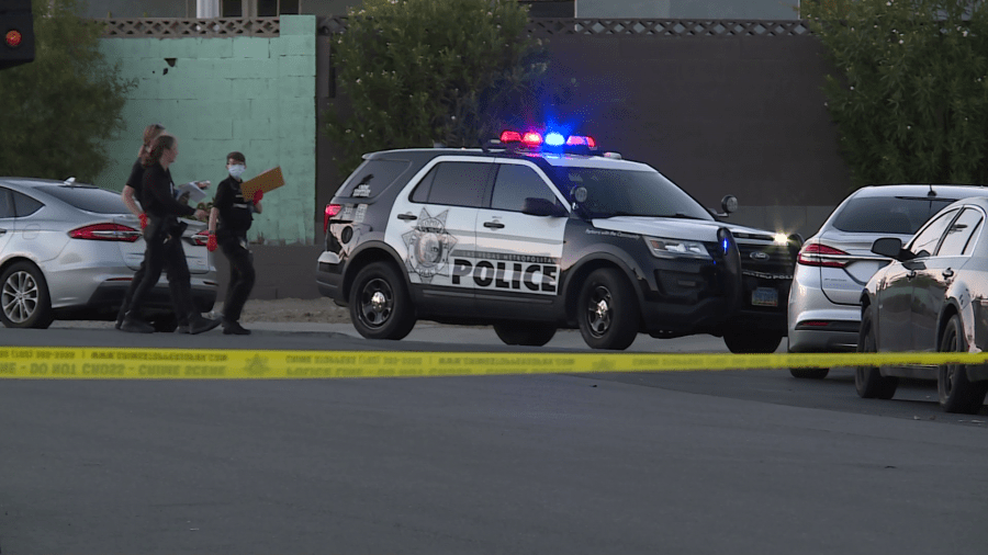 A woman is dead following a shooting after what police believe started as a fight between a boyfriend and girlfriend at an apartment complex in the southwest Las Vegas valley. (KLAS)