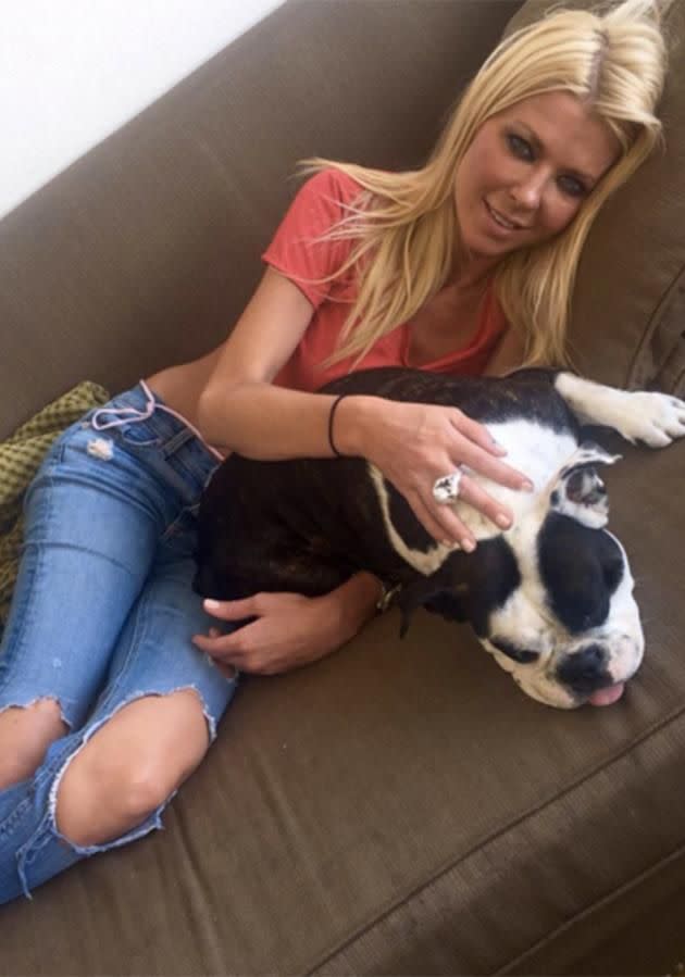 Tara at home with her dog. Photo: Instagram