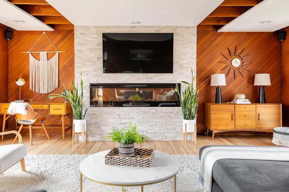 living room of modern home airbnb in pennsylvania