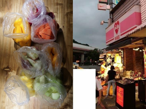 ▲士林夜市水果再爆天價，韓客買這樣一共 7 袋竟要價 1500 元。（圖／翻攝自爆怨公社）