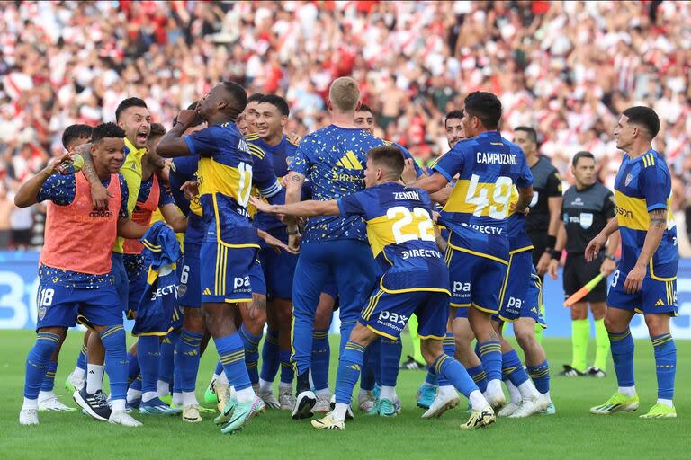 La felicidad de Boca después de ganarle a River en los cuartos de final de la Copa de la Liga, uno de los puntos más altos del primer cuatrimestre de Diego Martínez como DT de Boca