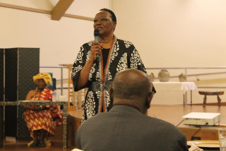 Madie Mosley, Ph.D., moderated the "Break Every Chain Master Class" held Tuesday at the Cotton Club Museum & Cultural Center in southeast Gainesville.
(Credit: Photo by Voleer Thomas, Correspondent)