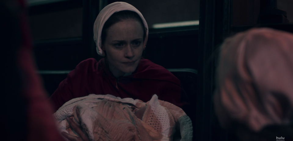 Emily (Alexis Bledel) in the Season 2 finale of <em>The Handmaid’s Tale</em>. (Photo: Hulu)