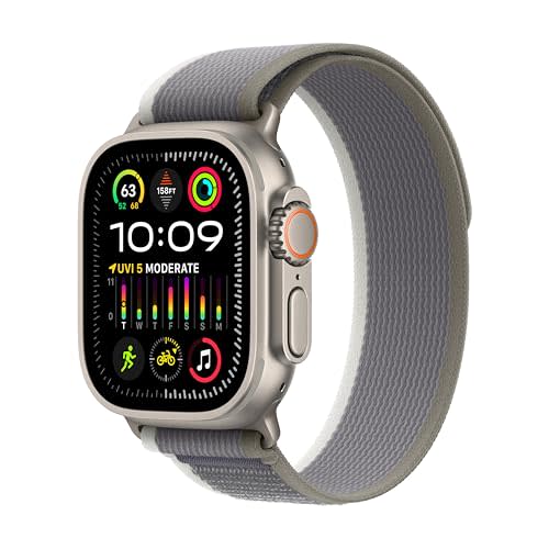 Apple Watch Ultra 2 [GPS + Cellular 49mm] Smartwatch with Rugged Titanium Case & Green/Grey Tra…