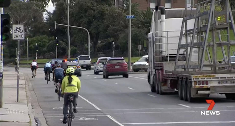 Large trucks will no longer be allowed to use Beach Road between Bay Street all the way to the Nepean Highway. Source: 7 News