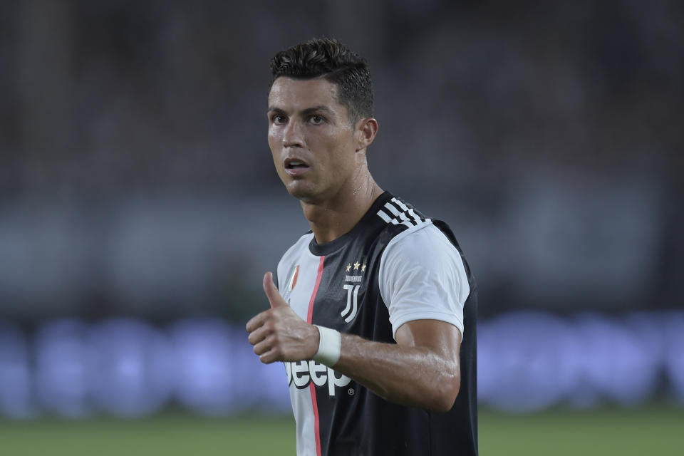 NANJING, CHINA - JULY 24: Cristiano Ronaldo #7 of Juventus in action during the International Champions Cup match between Juventus and FC Internazionale at the Nanjing Olympic Center Stadium on July 24, 2019 in Nanjing, Jiangsu Province of China. (Photo by VCG/VCG via Getty Images)