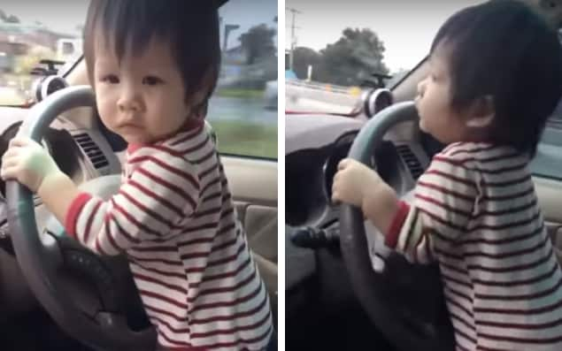 The baby was holding the steering wheel of the moving car - Real Clip Channel/YouTube