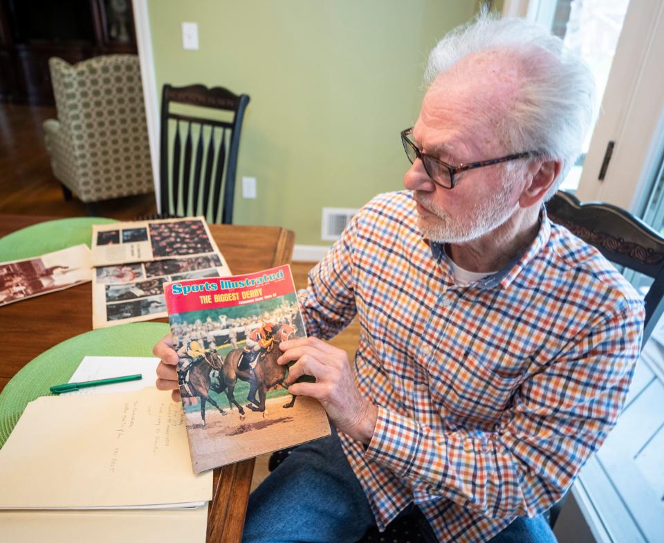 Skip Anderson has more than four decades worth of stories about his antics in the Kentucky Derby infield. Anderson holds a copy of a 1974 Sports Illustrated that featured a photograph of his taunting Princess Margaret with a message on a bed sheet. March 22, 2022