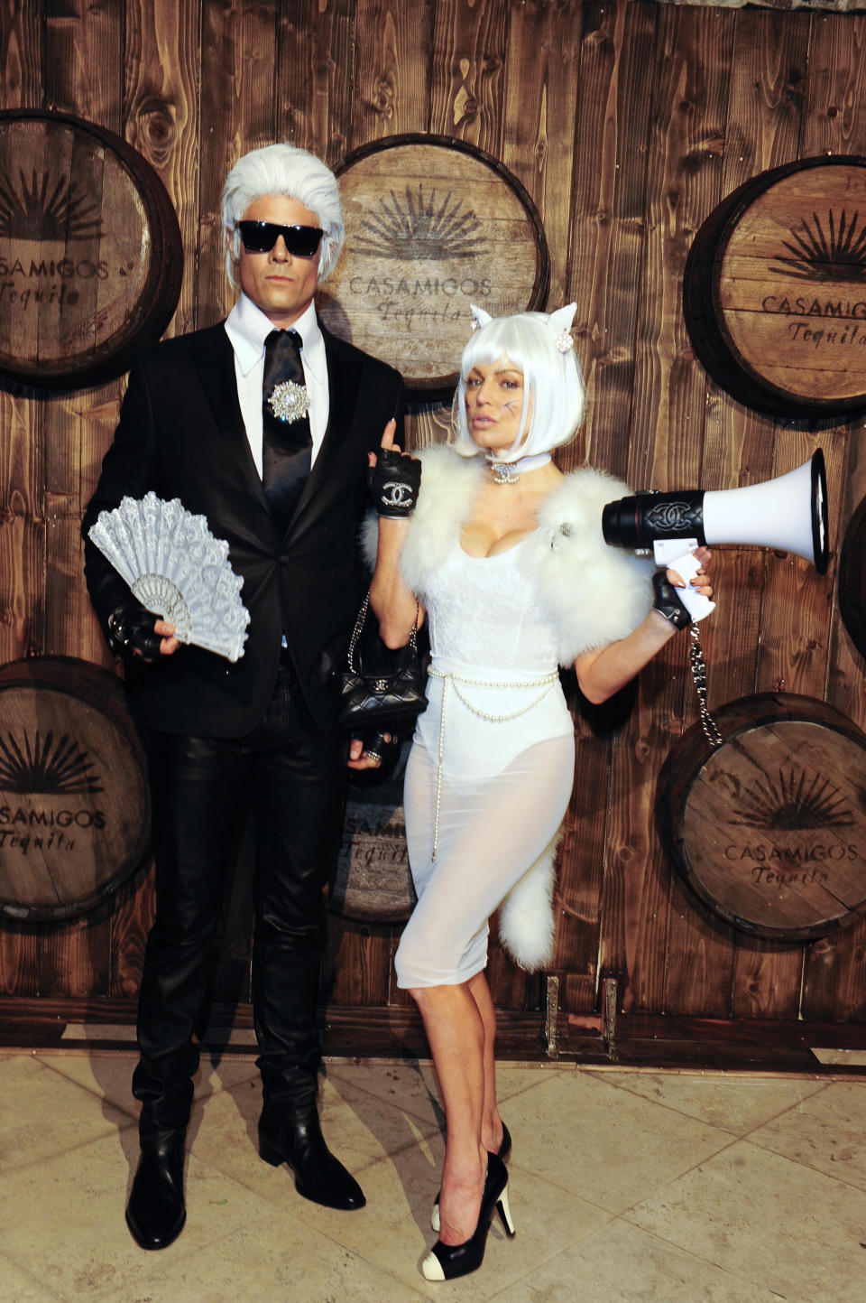 <p>Sniff! Before their split, the duo were known for their matching costumes on Halloween. One of their funniest (yet chicest) costume choices was Chanel designer Karl Lagerfeld and his cat, Choupette. (Photo: Getty Images) </p>