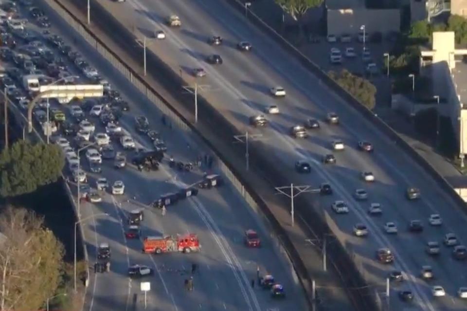 The incident took place on the 105 Freeway in Watts, south of Los Angeles on Sunday afternoon (Fox News 11)