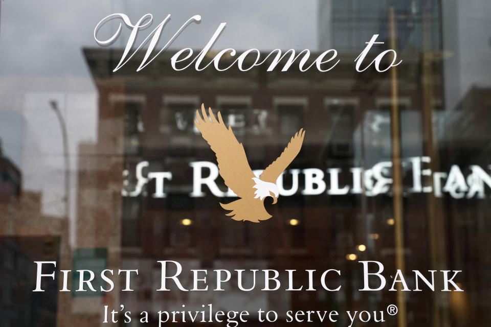 The entrance to a First Republic Bank branch is seen in the Chinatown neighborhood of New York City, U.S., April 28, 2023. REUTERS/Shannon Stapleton